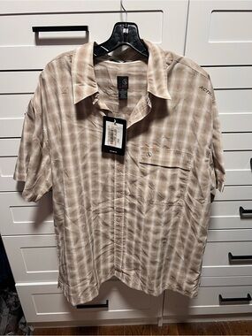 Aigle Tan Plaid Short-Sleeve Button-Down Shirt